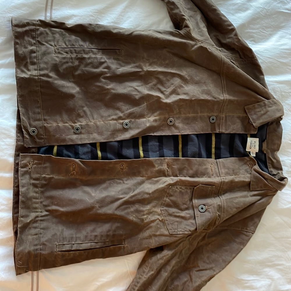 Huckberry Flannel Lined Waxed Trucker Jacket